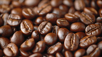 Naklejka premium Roasted coffee beans on a background of fire. Coffee advertising.