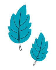 Flat vector illustration of two green leaves with black outline on a white background Perfect for nature-themed designs and botanical illustrations