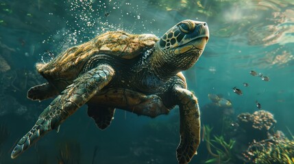 Fototapeta premium Sea Turtle Underwater