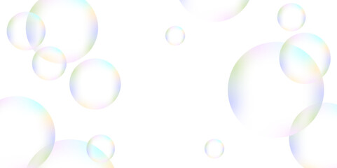 Beautiful circles colorful soap bubbles texture background. Design soap bubbles on a white background. Vector circles template design. white background texture, Xmas, backdrop, lights, wallpaper