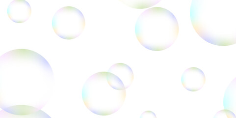 Beautiful circles colorful soap bubbles texture background. Design soap bubbles on a white background. Vector circles template design. white background texture, Xmas, backdrop, lights, wallpaper