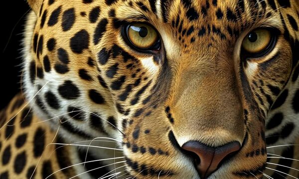 Close-up of a jaguar face with intense eyes and striking fur pattern