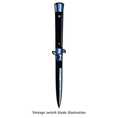 Switchblade illustration. Switch knife illustration