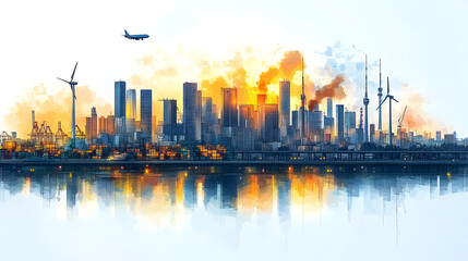 Obraz premium line art vector illustration of city