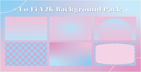 lofi y2k background with pastel pink blue gradient and grid