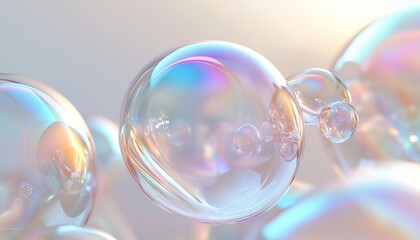 Shape bubble balloon soap flying transparent gradient shiny