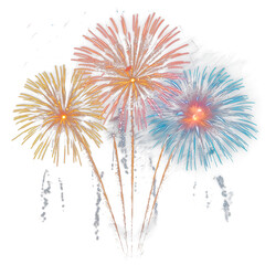 festive fireworks on an isolated transparent background. Fireworks png, .