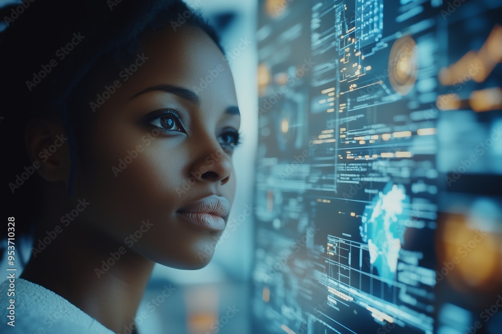 Poster innovative business insights delving deep into the future landscape of data analysis, aiming for enh