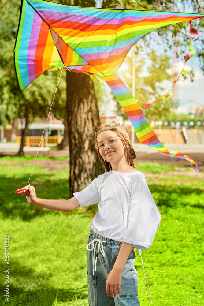 Wall mural flying a kite