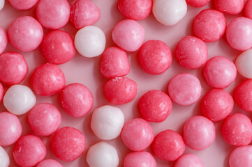 pink candies on a pink background