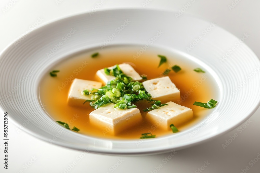 Canvas Prints Delicious Tofu Soup with Green Onion Garnish