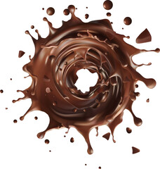 Top View chocolate Splashing with chocolate background and chocolate lava realistic splash of chocolate milk chocolate flow pouring, Realistic vector illustration, Mesh gradient wes