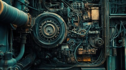 Close-up of a Rusty and Complex Machine