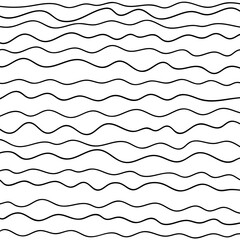 Thin line wavy abstract vector background. Curve wave. Line art striped graphic template.