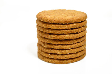 Pile stack of Maria biscuits isolated on a white background