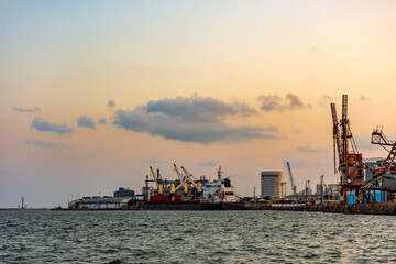 Fototapeta premium Pier of the port of the city of Recife, capital of Pernambuco, Brazil during sunset