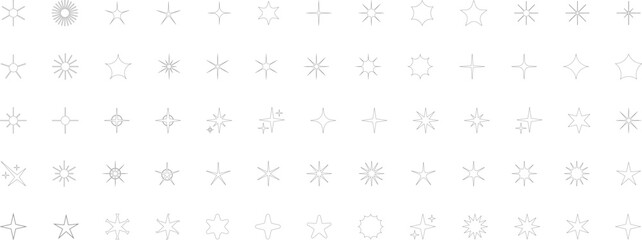 Star icons. Twinkling stars. Sparkles, shining burst. Christmas or New Year vector symbols.