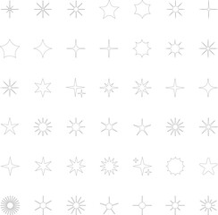 Star icons. Twinkling stars. Sparkles, shining burst. Christmas or New Year vector symbols.