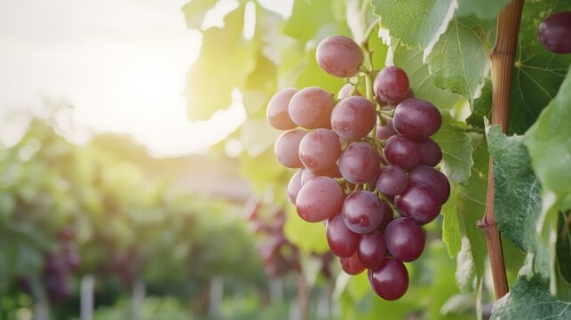 Juicy fresh grapes on a vine plump and ready to eat
