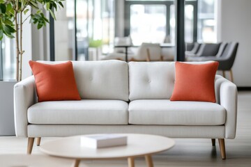 Furniture department, modern sofas and tables, stylish and comfortable, Watercolor style