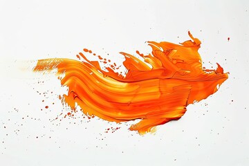 paint brush stroke texture orange watercolor spot blotch isolated