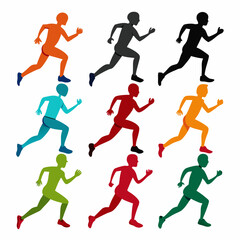 Set of Running Person, Silhouettes of Runners