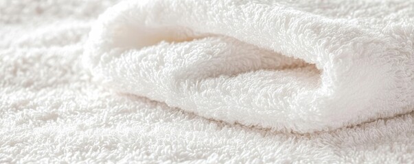 Cotton towel texture in pure white, highlighting its soft and absorbent fibers, perfect for cozy settings