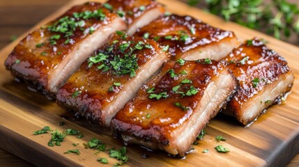 Juicy pork belly slices crispy on the outside