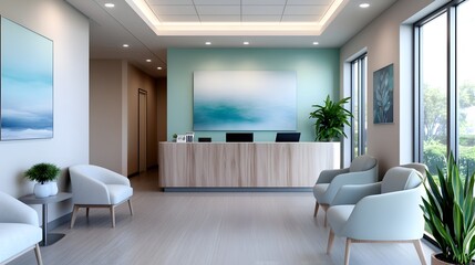 Fototapeta premium Serene and Inviting Modern Dental Office with Relaxing Ambiance