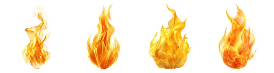 Four Vivid Flames on a transparent Background