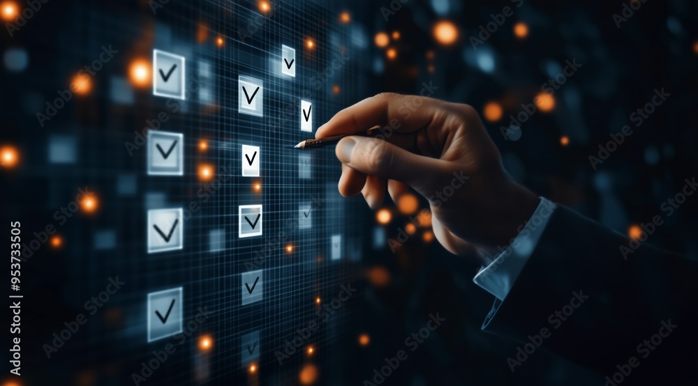 Aufkleber digital business checkmark interface streamlining decisionmaking