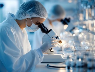 Cutting Edge Medical Research Facility Examining Microscopic Specimens with Advanced Diagnostic Machines