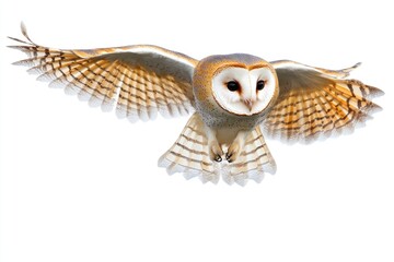 Fototapeta premium A Barn Owl in Flight with Spread Wings