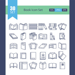 Open book icon pictogram set illustration