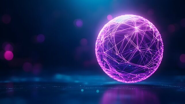 Glowing Digital Sphere with Intricate Abstract Patterns and Futuristic Lighting Effects