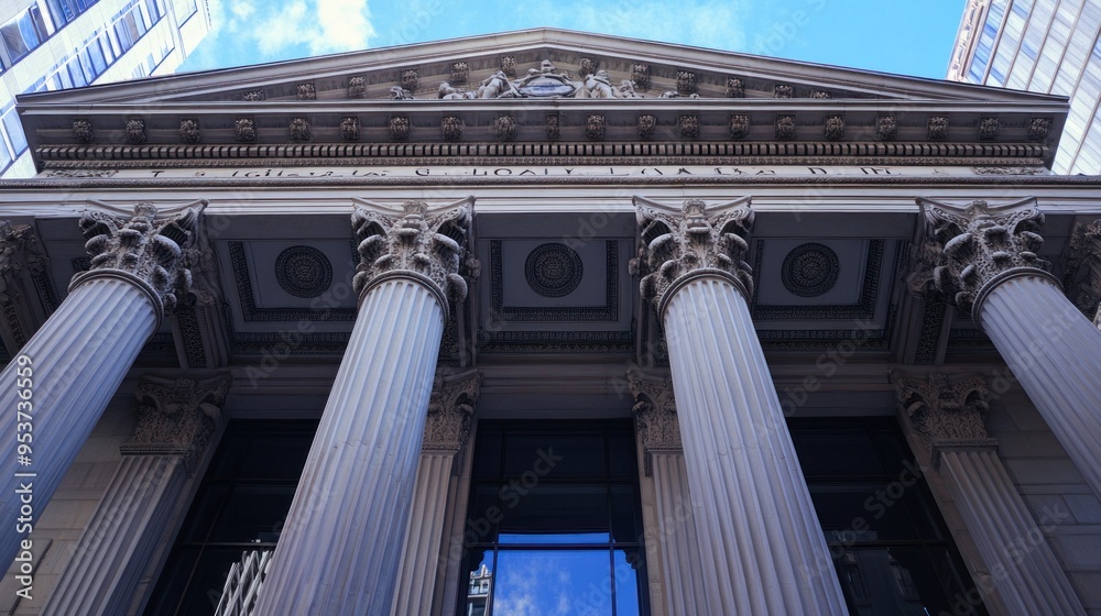 Aufkleber A Low Angle View of the Columns of a Neoclassical Building