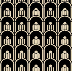 Vector art deco seamless monochrome pattern