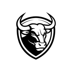 Bull head in engraving style. Design element for logo, label, emblem, sign, poster. Vector image