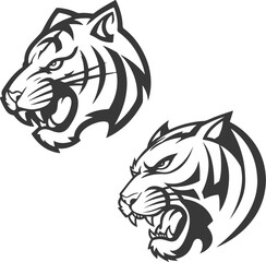 tiger head illustration isolated on white background. Images for logo, label, emblem.