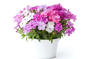 Fototapeta premium A White Potted Plant with Multicolored Flowers