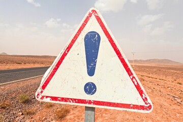 Danger Road Sign, Triangle Exclamation Mark Road Sign © Oualid
