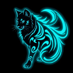 Leuchtender Katzen-Tribal im Dunkeln