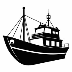 Fishing ship Black silhouette