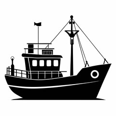 Fishing ship Black silhouette