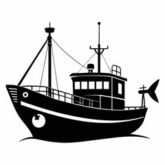 Fishing ship Black silhouette