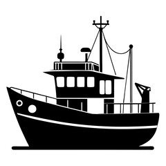 Fishing ship Black silhouette