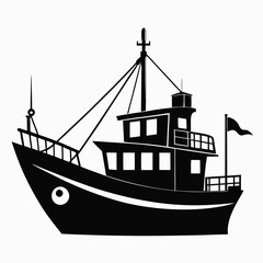 Fishing ship Black silhouette