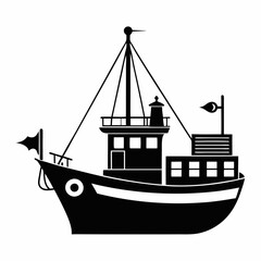 Fishing ship Black silhouette