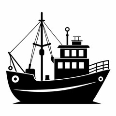 Fishing ship Black silhouette