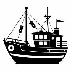 Fishing ship Black silhouette